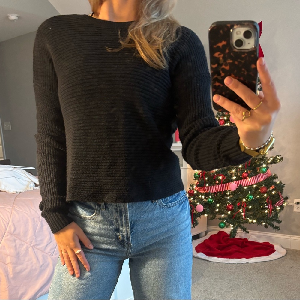 Open back black sweater